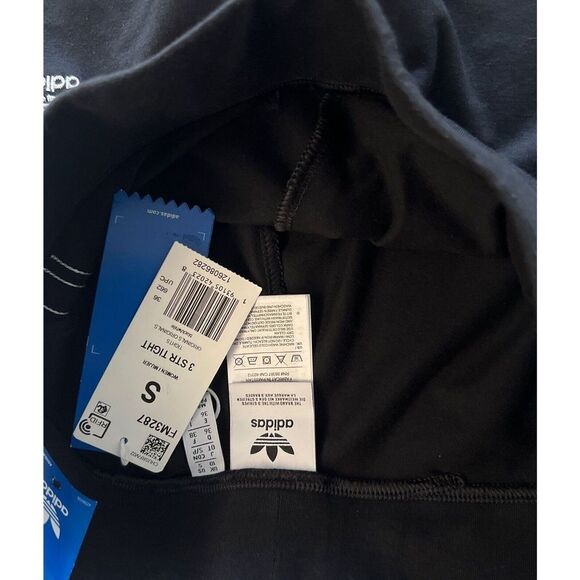 adidas FM3287  Women's Sz Small Adicolor 3 Stripe Tights Black - Picture 6 of 8